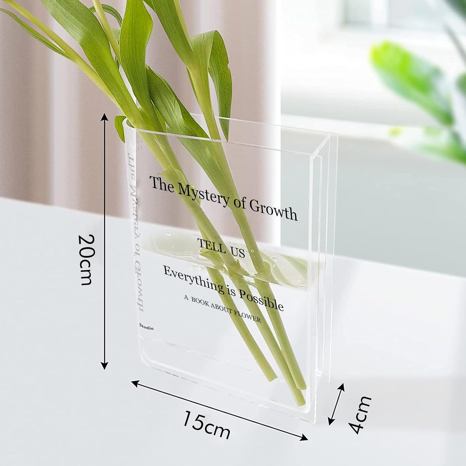 Flower Book Vase - Acrylic Book Vase 'The Mystery of Growth' for Flowers