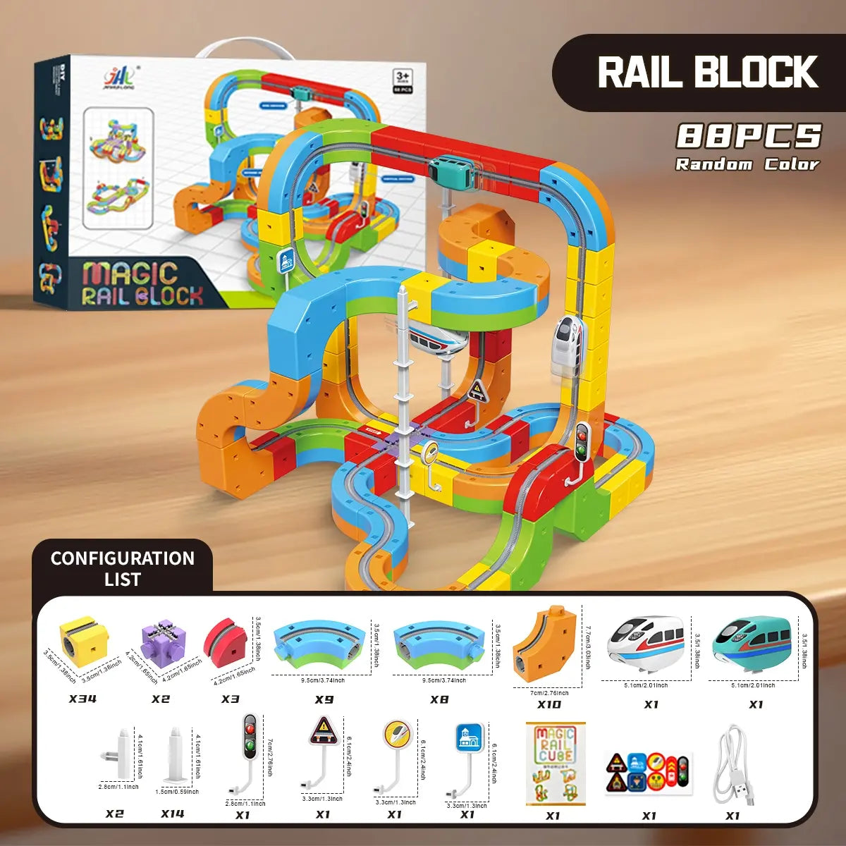 88 Pcs Component Set Toy Car Track Builder Play Set, Colorful Durable Electric Lighting Race Car Track Set, Kids Hanging Track Game, Perfect Birthday & Holiday Gift, Ideal for Children,Stem Kids Toys