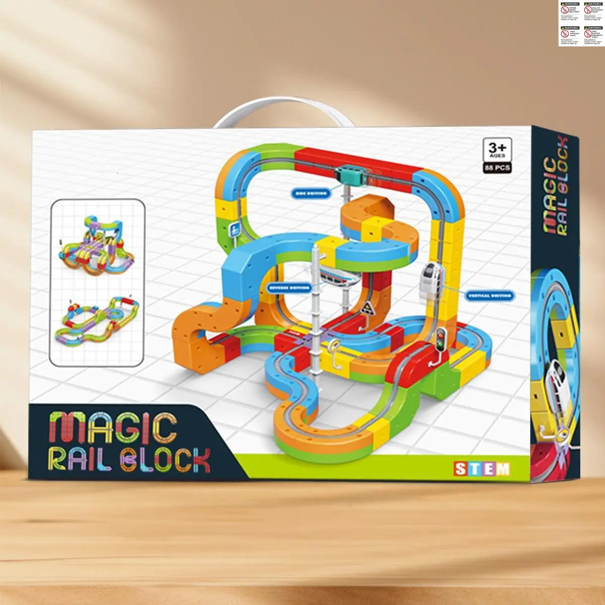 88 Pcs Component Set Toy Car Track Builder Play Set, Colorful Durable Electric Lighting Race Car Track Set, Kids Hanging Track Game, Perfect Birthday & Holiday Gift, Ideal for Children,Stem Kids Toys