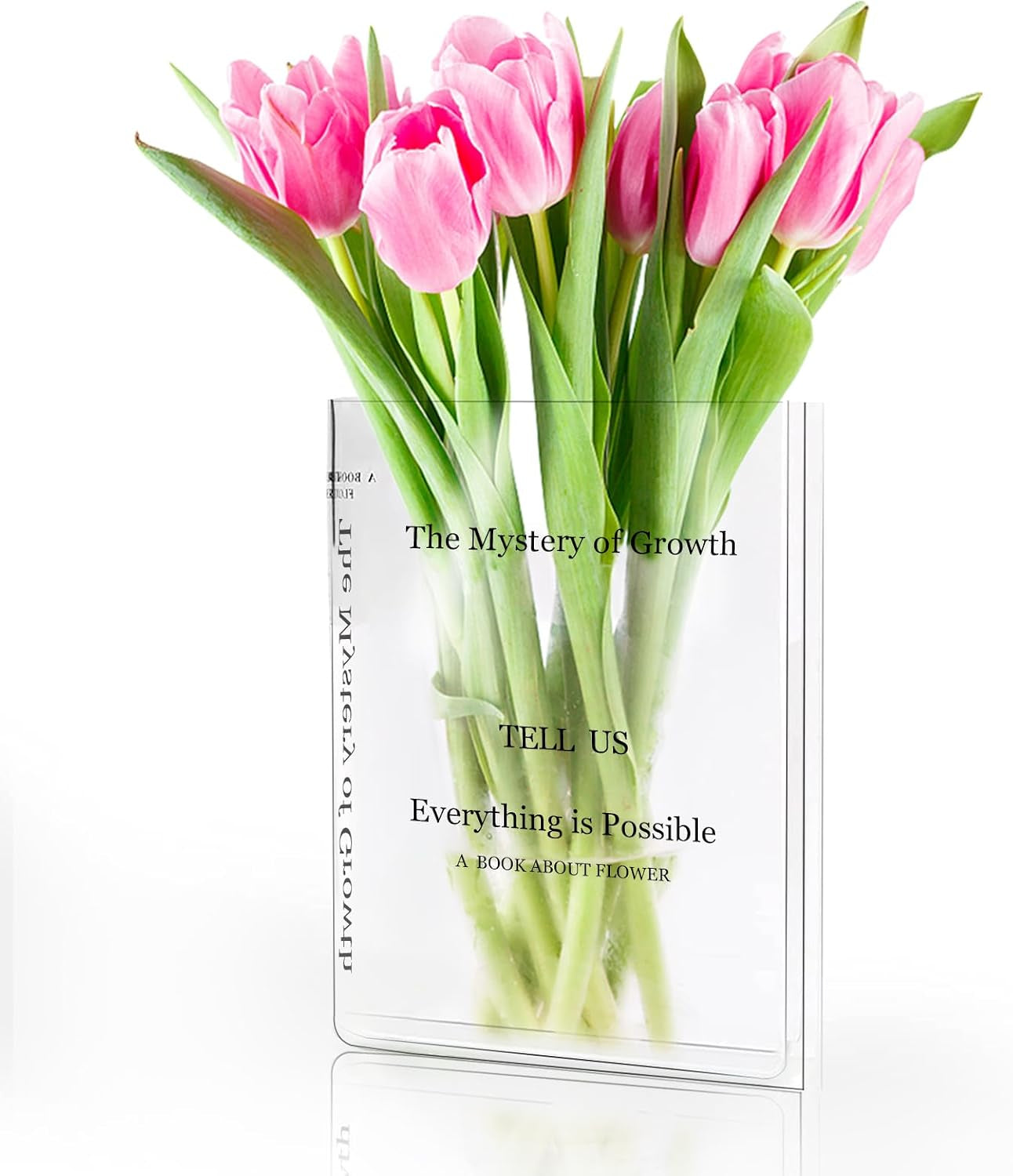 Flower Book Vase - Acrylic Book Vase 'The Mystery of Growth' for Flowers