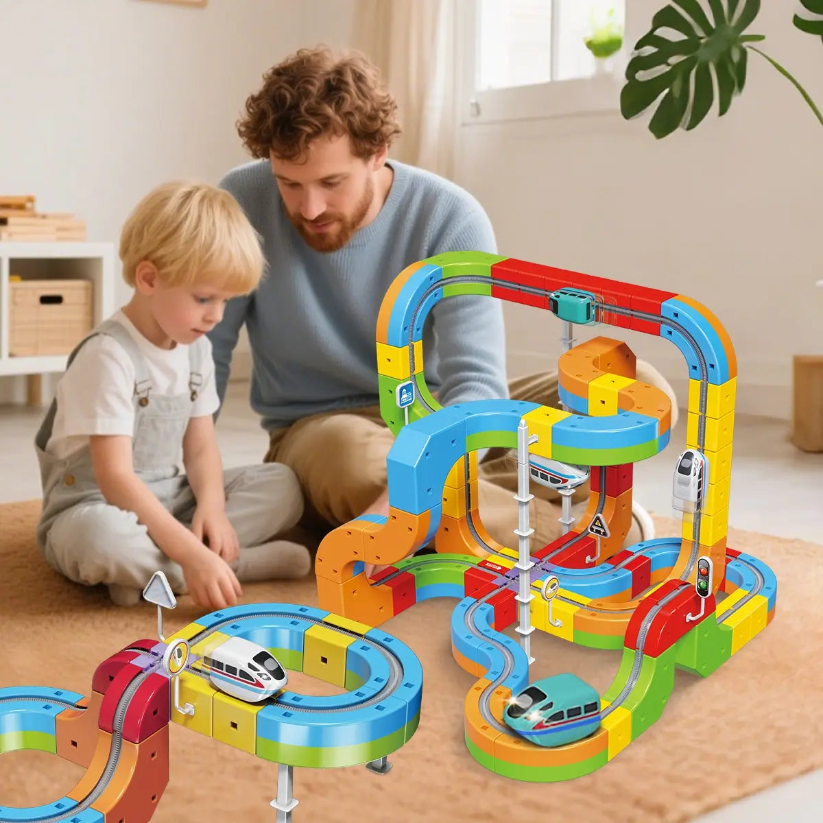88 Pcs Component Set Toy Car Track Builder Play Set, Colorful Durable Electric Lighting Race Car Track Set, Kids Hanging Track Game, Perfect Birthday & Holiday Gift, Ideal for Children,Stem Kids Toys
